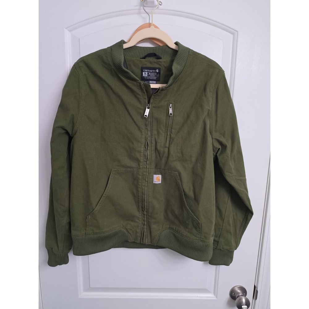 Carhartt Crawford Bomber Jacket Women's Xlarge Black Cotton Full Zip Jacket
